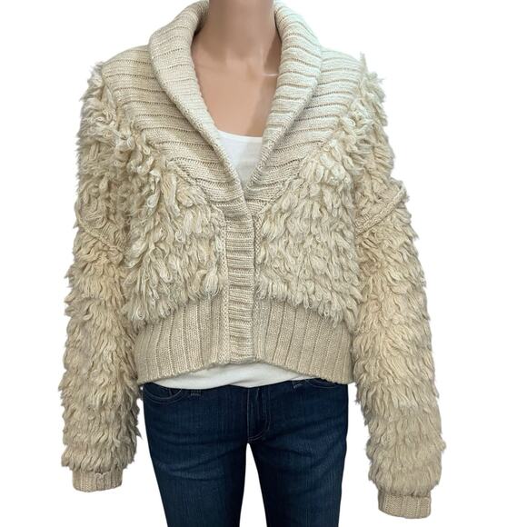 Anthropologie Pilcro Shaggy Chunky Cardigan Medium Oversized Wool Blend - Picture 1 of 10